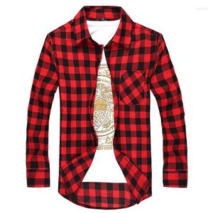 Männer Casual Hemden 2023 Plaid Slim Fit Männer Langarm Check Baumwolle Rot Schwarz Blau Lila Camisa Social Masculina Chemise homme