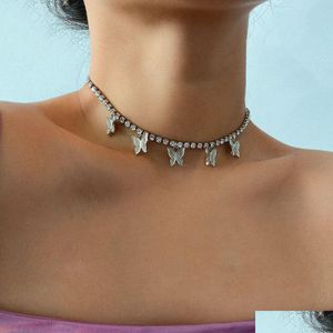 Chokers isade ut diamantfjärilhalsband tenniskedjor halsband tofsar mode smycken för kvinnor kommer och sandig släpp leverans pe dhczj