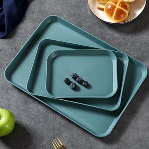 Plattor Nordic PP Pallet Plastic Tray Bread Pan Green Rectangular Storage Hushåll Kök Tillbehör El Service Dessert