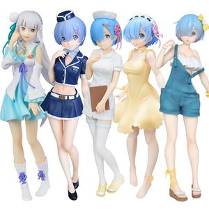 Action Toy Figures 6Styles Rem Anime Figur Re Zero Starting Life in Aneans World Stewardess Uniform Nurse Uniform Angel Model PVC Toys Doll 230606