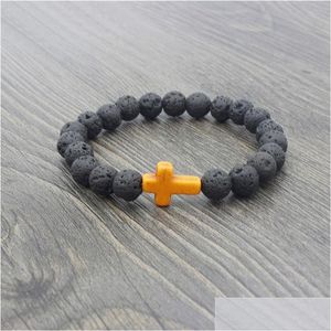 Beaded Jesus Cross Yoga Lava Strands Essential Oil Diffuser Bracelet Fashion Jewelry Women Mens Bracelets Will And Sandy Gift 34 Dro Dhelo