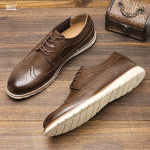 Men's ultra-light Brock casual single shoe retro spring and summer comfortable leather sneakers new dress shoes A1