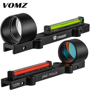 Red and Green Fiber 1x28 Red Dot Sight Hunting Light Scope Fit Shotguns Rib Rail Hunting Shooting Holographic Sight-Red