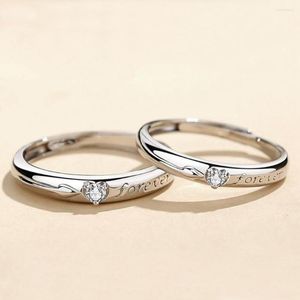 Bröllopsringar 1 par bokstav för evigt pil hjärta koppar pläterad platina par ring resizable överlappning öppningsfingersmycken