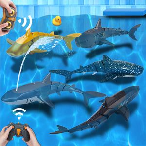 Electricrc Hayvanlar Uzaktan Kumanda Köpekbalığı Çocuk Oyuncakları Çocuklar İçin Erkek Hediyeler Banyo Yüzme Havuzları Su RC Hayvan Palyaço Balık Robotları Denizaltı 230605