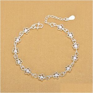 Charm Armbänder Sier Mode kleine Blume Hohlpflaume gefrostete Perlenarmband Fein Schmuck Dolum DHMQO