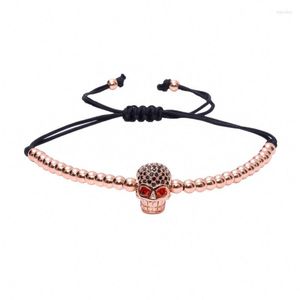 Charm Bracelets 1PC Anil Arjandas Paved CZ Beads Skull Connector&4mm Copper Braide Macrame Bracelet Men Jewelry