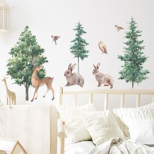 Animais da floresta dos desenhos animados adesivos de parede decoração do quarto das crianças quarto para decoração de casa papel de parede embelezar mural decalques autoadesivos