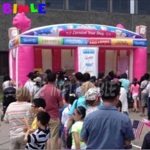Fast food oxford pink giant inflatable carnival treat shop/ Inflatable Concession Stand/popcorn ice cream booth with blower