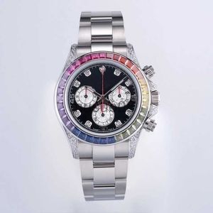 Inne zegarki Męskie sportowe zegarek mechaniczny ręcznie wstawka Diamond Waterproof Luminous o średnicy Rainbow Diamond Styl Styl Gest J230606