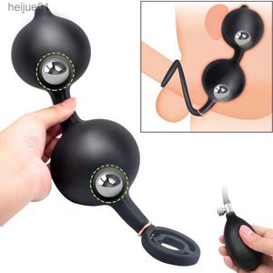 Nuovo arrivo Sfera d'acciaio Coda gonfiabile Plug anale Butt Plug Dilatatore anale vaginale Grande pompa Dildo BDSM Sesso Giocattoli gay Per donne Uomini L230518