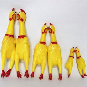 Funny dog gadgets novelty Yellow Rubber Chicken Pet Dog Toy Novelty Squawking Screaming Shrilling chicken for Cat Pet