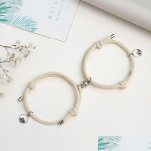 Charm Armbänder Magnetische Paare Gegenseitige Anziehung Beziehung Passende Freundschaft Seil Armband Set Geschenk Für Frauen Männer Freund G Dhmkw