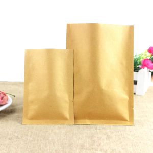 Kvalitet Öppna Top Vakuumtätning Kraft Brown Paper Package Väskor Värmtätningsventil Förpackningspåsar Matlagring Förpackning Puchpåsar
