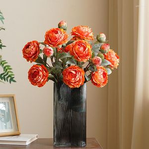 Decorative Flowers Simulation 3 Peony Retro Home Living Room El Dining Table Decoration Wedding Arrangement Artificial Fake Plants