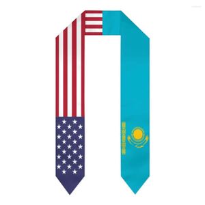 Szaliki Graduation Sash Kazachstan USA Flag Stany Zjednoczone ukradły szale, absolwent owijaj Scraf International Student Pride Prezenty