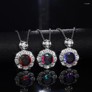 Anhänger Halsketten Huitan Special-Interested Bunte Zirkonia Halskette Braut Hochzeit Hochwertige Frauen Accessoires Modeschmuck