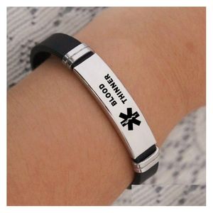 Charmarmband typ 2 rostfritt stål livstjärna Sile Armband VARNING PSERAS EMUTRIC FIRST AID Hälsoövervakning Laser graverad D DH8S9