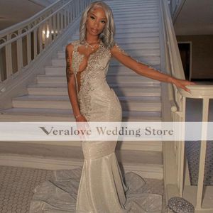 Sexy 2k23 Prom Dress Mermaid Sparkly Sequins African Formal Occasion Party Dresses Evening Gala Met Gowns