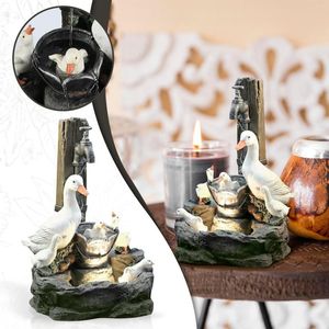 Decorazioni da giardino Duck Solar Power Resin Patio Fountain Design con LED Light Gardening Supplies Scultura all'aperto