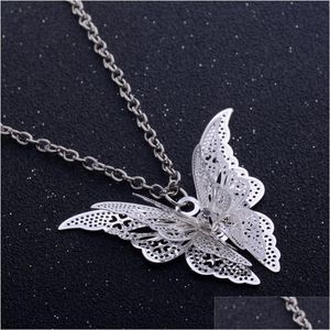 Pendant Necklaces Sier Butterfly Diamond Necklace Chain Jewelry Women Fashion Gift 162361 Drop Delivery Pendants Dhwho