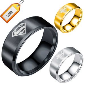 Superman Ring Wolfram Herren Damen Unisex Superheld Ringe Band Großhandel Finger 8mm Titan Edelstahl Ringe Schmuck Geschenk