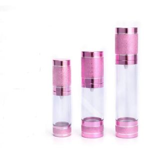 15 30ml Gold Cosmetic Airless Pump Bottle Portable Refillable Pump Dispenser Bottle For Lotion Airless Pink Cosmetic Container SN54169760