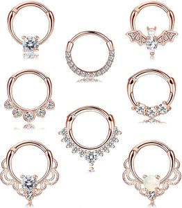 Носовые кольца шпильки 1pcs 16G Speptum Clicker Rings Кольца обручание шарнирные сегмент носовые кольца хряще