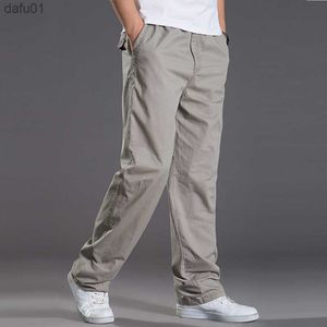 Mense Casual Cargo Cotton Pants Men Pocket Löst raka byxor Elastiska arbetsbyxor Märke Fit Joggers Male Super Large Size 6XL L230520