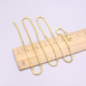 Kedjor AU750 REAL 18K Yellow Gold Chain Neckce for Women Female 1,8mmw Square Box Rolo Necklace 18''l Jewelry