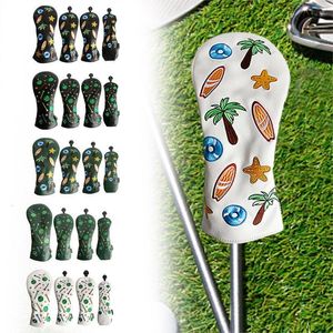 Diğer Golf Ürünleri 4pcs Set Head Covers PU Deri Kulüp Putter için Fairway Wood Hibrid Aksesuarlar 230606