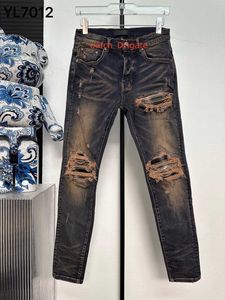 5A Designer Men's Jeans Pants Tear High Street Fashion Brand Motorcycle Embroidery Fashion Pants Hip Hop Painting