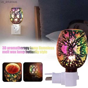 Fragrance Warmer Plug-in Safe Aromatherapy Heater Glass Wax Melt Warmer 3D Aromatherapy Lamp Flameless Melt Wax Lamp Butterfly L230523