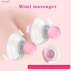 En-knappstart bröstpump Nippel Sugkoppar Tongelslick Nippel Sucker Vibrator Bröst Förstora massager Sexleksak för kvinna L230518