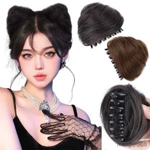 Outros 1 par Sintético Orelha de Gato Coque Cabelo Para Mulheres Meninas Cabeça Coque Perucas Presilhas Retas Acessórios para o Cabelo de Festa