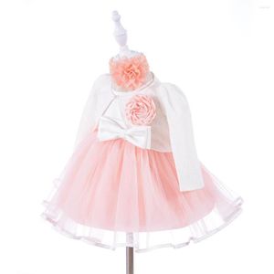 Kız Elbiseler 2 Yaşındaki Bebek Pembe ve Beyaz Ceket Vestido Moda Bebek Türük Kıyafetleri 12 24m RBF174007