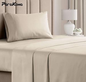 Set 3/4 pezzi Set lenzuolo Set lenzuola rinfrescanti super morbide e traspiranti per dormitorio universitario dell'hotel, Twin Full Queen King