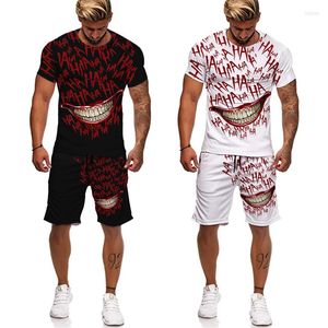 Męskie dresy osobowości męskie klaun 3D drukowane koszulki/szorty/garnitury horror film Halloween cosplay stroje Hip Hop Streetwear Mężczyzna