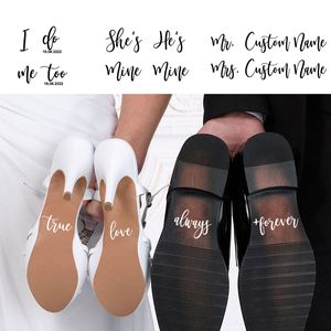 Personalizado Eu também faço para mim Data personalizada Sapatos de casamento Decalque Decoração Acessórios Adoráveis Adesivos Presente Noivo Noiva
