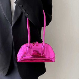 Messenger Bag 2023 New French Stick Bag Alla moda Pelle laccata Viso lucido Semplice Y2k Borsa da donna Una spalla 230601