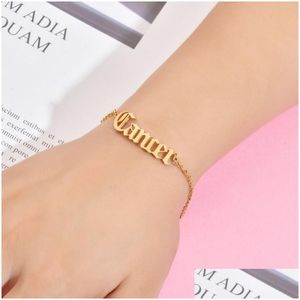 Charm Armbänder Edelstahl Horoskop Zeichen Sier Goldketten Frauen Armband Modeschmuck Will und Sandy Drop Lieferung Dhkeb