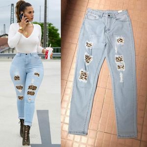Jeans primavera 2022 jeans europeo/americano jeans slim fit highstretch jeans leopart stampa patch design