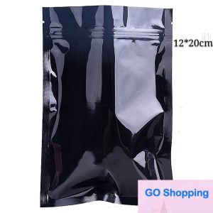 High-end black flat heat sealing packing pouches bags mylar aluminum foil pack bag for nuts dry foods candys 12*20cm