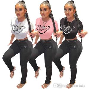 Womens Clothing Designer Tracksuits Casual Sports Two Piece Pants Sets Slim Print Fitness Running Suits