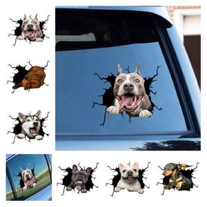 Cão Crack Adesivo para carro Criativo Home Car Wall Windows Decoração Adesivo Dachshund Bulldog Crack Adesivo para vaso sanitário Adesivo para geladeira