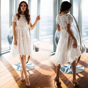 Jewel Lace Hi-Lo Bridesmaid Dress Party Gowns Dresses Short Sleeve Cocktail Grade 8 Graduation Dress