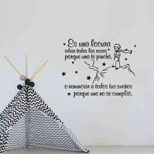 Adesivo de parede espanhol O Pequeno Príncipe El Principito Animal Inspirational Quote Decalque de parede para quarto infantil em vinil para decoração de casa