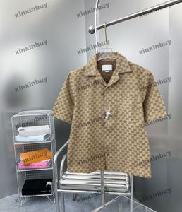 Xinxinbuy Men Designer Tee Tシャツ23SSダブルレターJACQUARDファブリックパターン半袖女性ホワイトグリーンS-XL