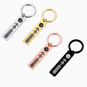 Key Rings Personalized Music Spotify Scan Code Keychain for Women Men Stainless Steel Keyring Custom Laser Engrave Jewelry 230606