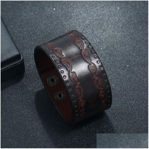 Bangle Retro Embess Floral Leather Cuff Butt